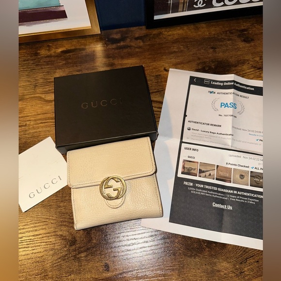 Gucci Cream Dollar Leather Compact Wallet – Style 615525 2184 - Picture 6 of 15